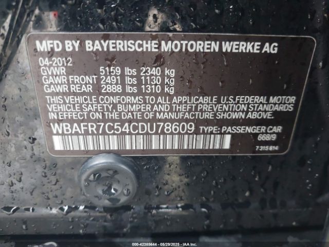 2012 BMW 535I WBAFR7C54CDU78609 Photo 8