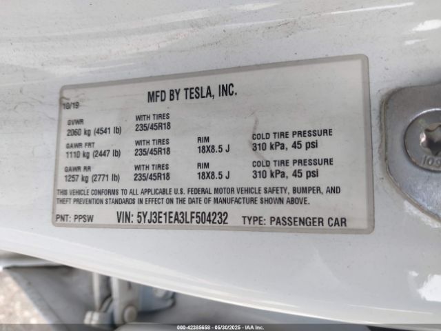 2020 TESLA MODEL 3 5YJ3E1EA3LF504232 Photo 8