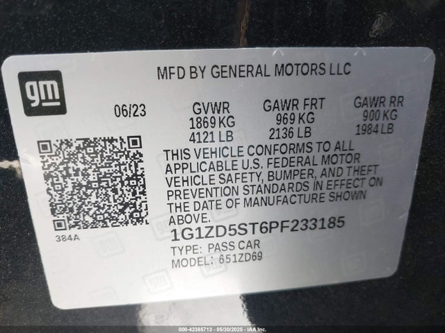 1G1ZD5ST6PF233185 Chevrolet Malibu Fwd 1lt