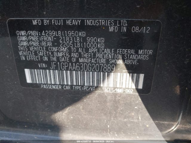 2013 SUBARU IMPREZA JF1GPAA63DG207889 Photo 8