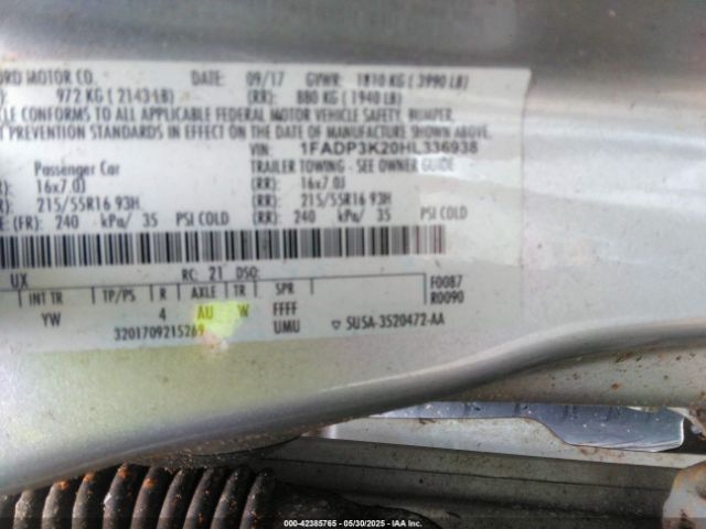 1FADP3K20HL336938 Ford FOCUS SE