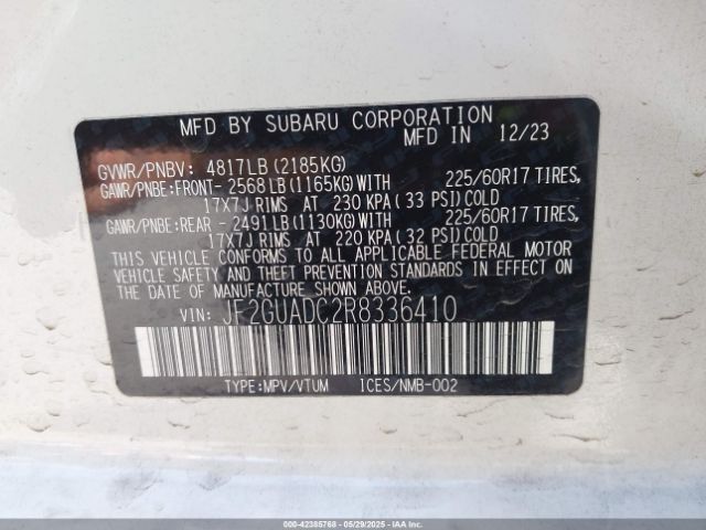 2024 SUBARU CROSSTREK JF2GUADC2R8336410 Photo 8