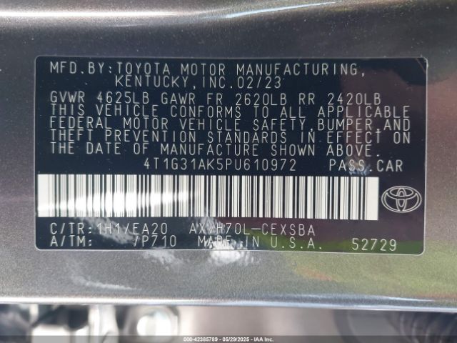 4T1G31AK5PU610972 Toyota a25a-fxs, 3nm