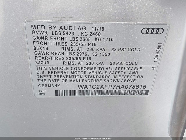 2017 AUDI Q5 WA1C2AFP7HA078616 Photo 8