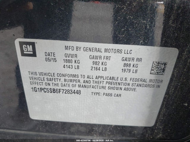 1G1PC5SB6F7283448 Chevrolet Cruze 1lt Auto