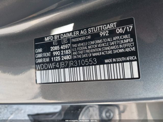 WDDWF4JB7JR310553 Mercedes-Benz C 300