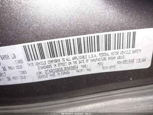2018 DODGE GRAND CARAVAN 2C4RDGBG8JR303954 Photo 8