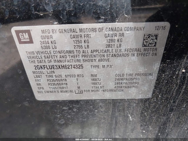 2GKFLUE3XH6274325 GMC lfx - sidi: spark ignited direct injection, vvt: variable valve timing, e85 max, alum