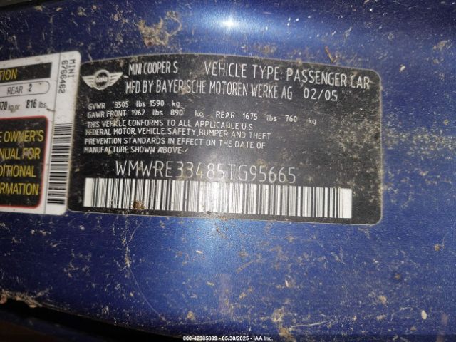 2005 MINI COOPER S WMWRE33485TG95665 Photo 8