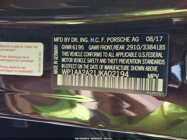 Porsche Cayenne 2018 WP1AA2A21JKA02194 Image 9