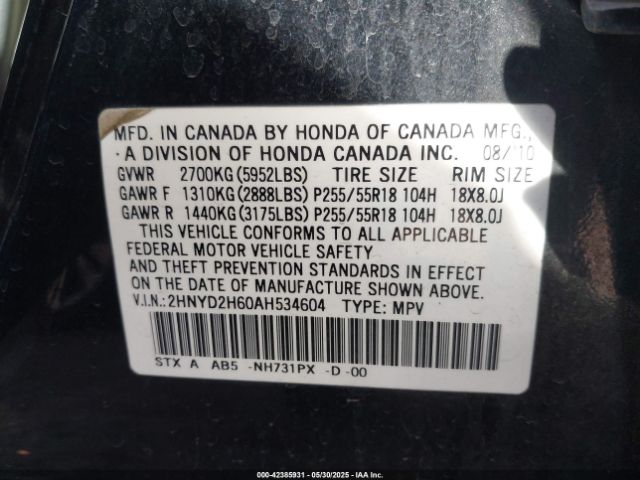 2010 ACURA MDX 2HNYD2H60AH534604 Photo 8