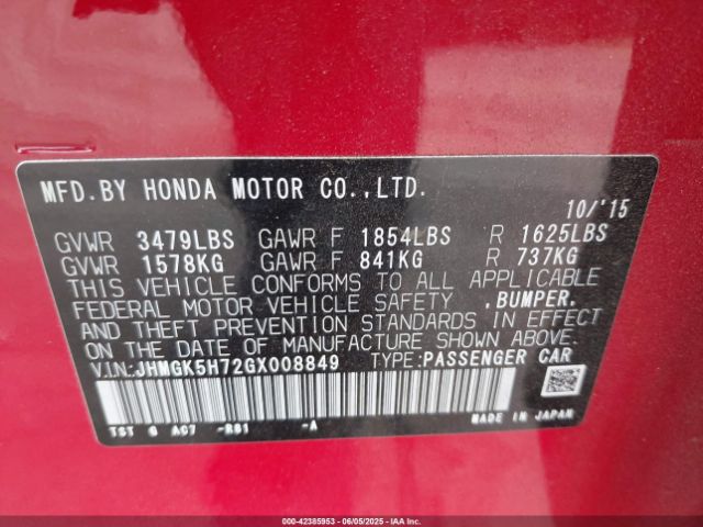 JHMGK5H72GX008849 Honda Fit Ex/exl