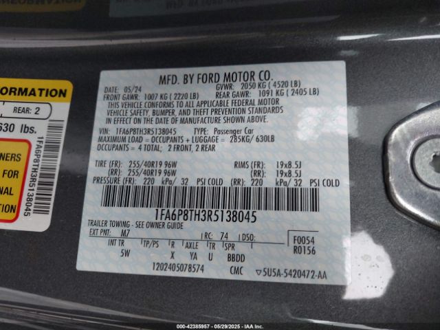 1FA6P8TH3R5138045 Ford Mustang Ecoboost Premium Fastback