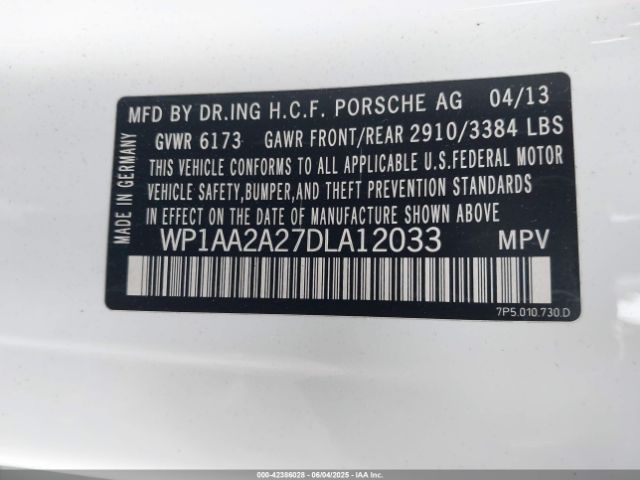 2013 PORSCHE CAYENNE WP1AA2A27DLA12033 Photo 8
