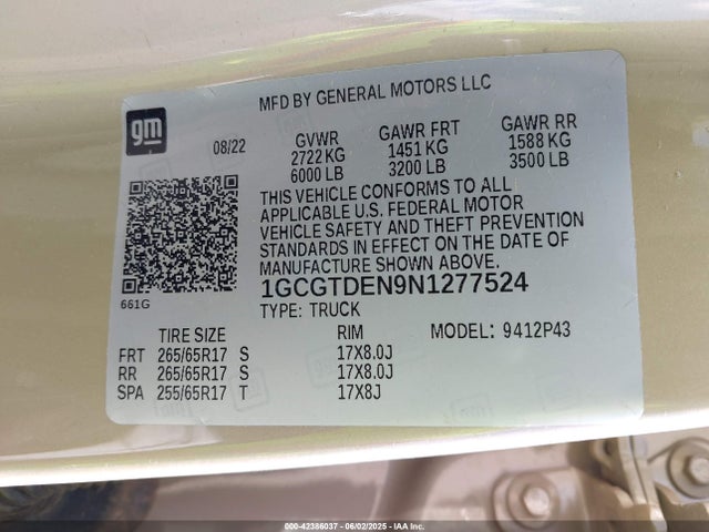 1GCGTDEN9N1277524 Chevrolet lgz