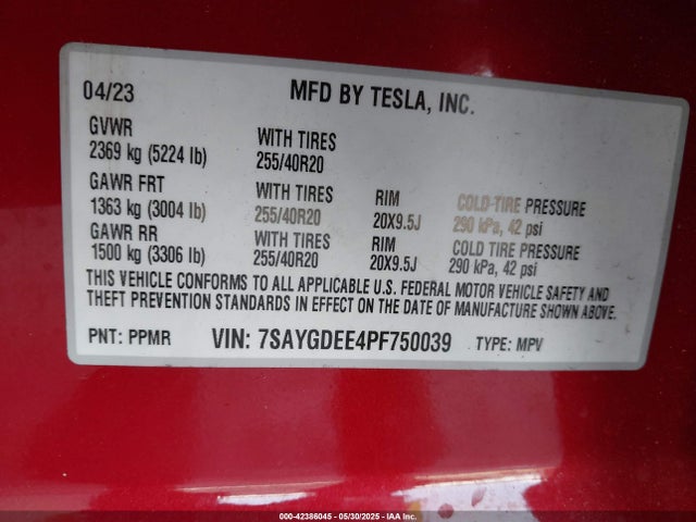 2023 TESLA MODEL Y 7SAYGDEE4PF750039 Photo 8