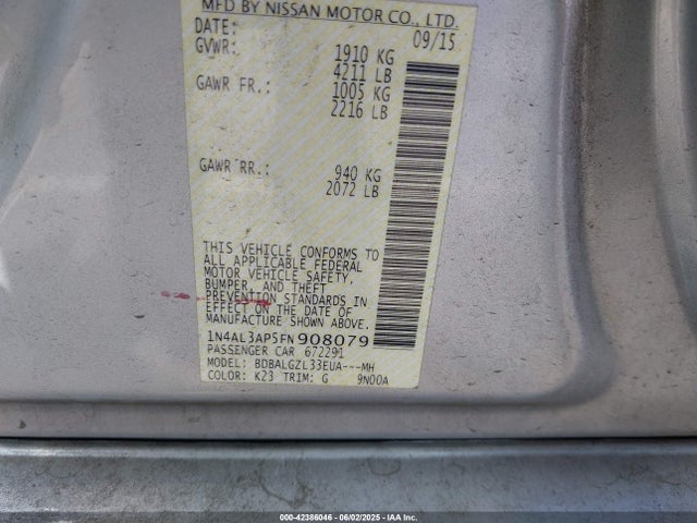 1N4AL3AP5FN908079 Nissan Altima 2.5 S