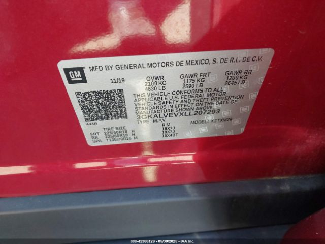 3GKALVEVXLL207293 GMC Terrain Slt