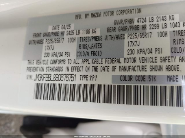 JM3KFBBL8S0676751 Mazda Cx-5 2.5 S Select