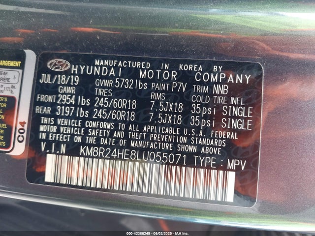 KM8R24HE8LU055071 Hyundai gdi lambda ii