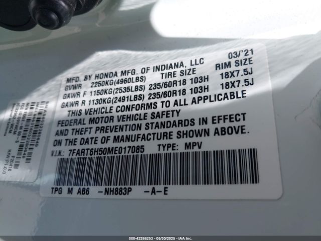 7FART6H50ME017085 Honda Cr-v Hybrid Ex