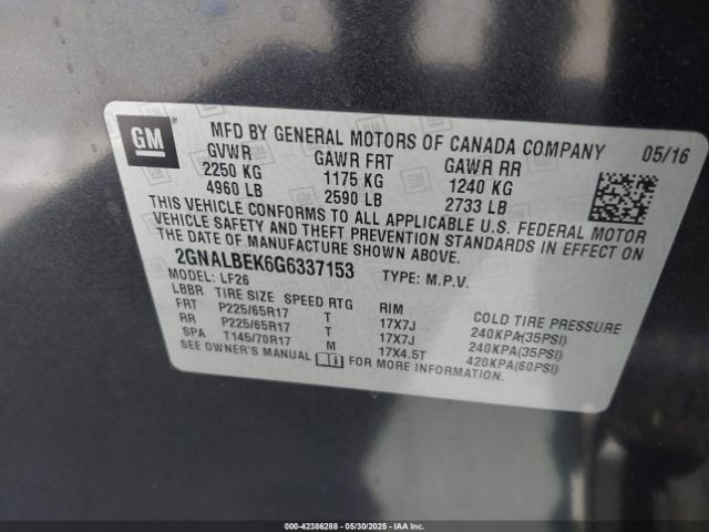 2GNALBEK6G6337153 Chevrolet EQUINOX LS