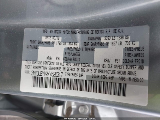 3MYDLBYV2KY525317 Toyota p5v