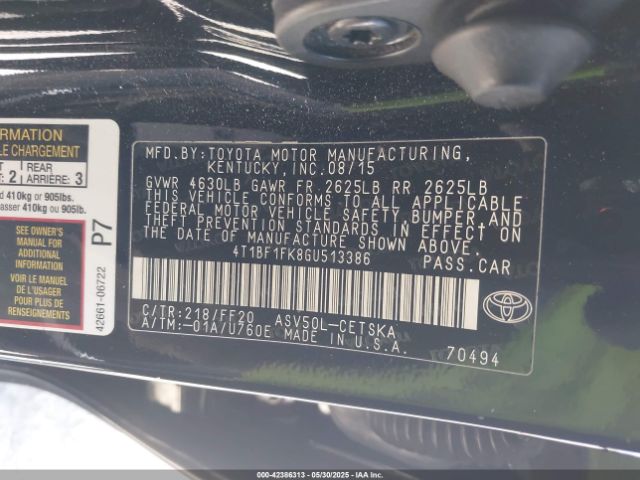 4T1BF1FK8GU513386 Toyota CAMRY SE