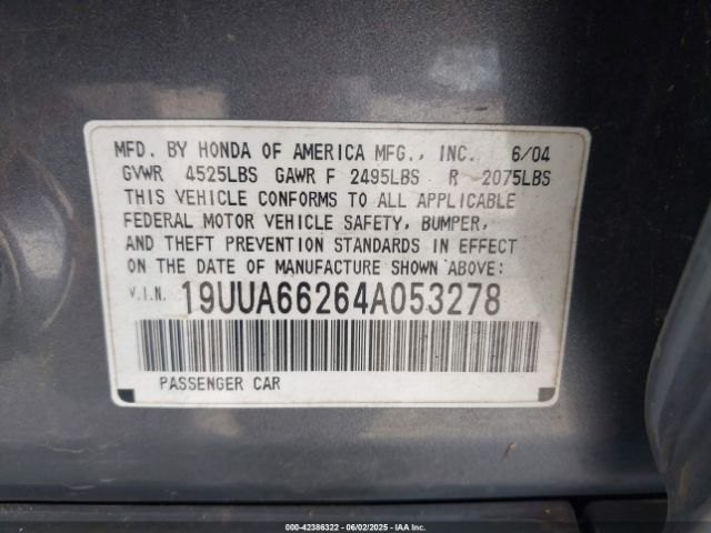 2004 ACURA TL 19UUA66264A053278 Photo 8