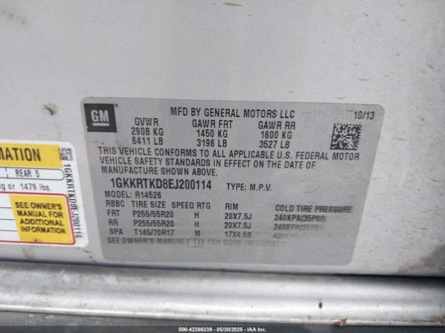 1GKKRTKD8EJ200114 GMC Acadia Denali