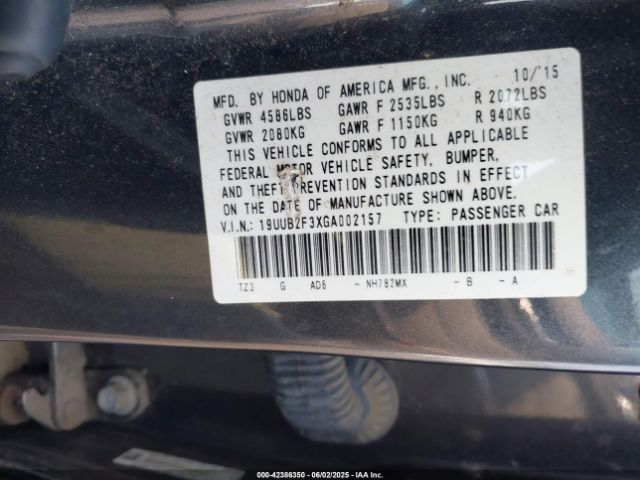 19UUB2F3XGA002157 Acura Tlx V6