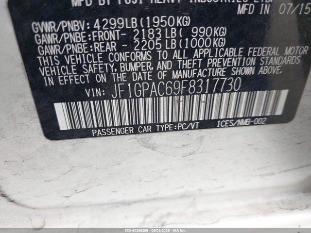 Subaru 2.0l na 2015 JF1GPAC69F8317730 Image 9