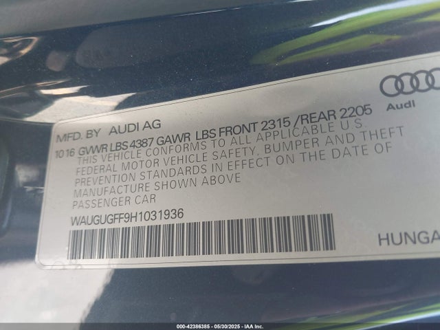 2017 AUDI A3 WAUGUGFF9H1031936 Photo 8