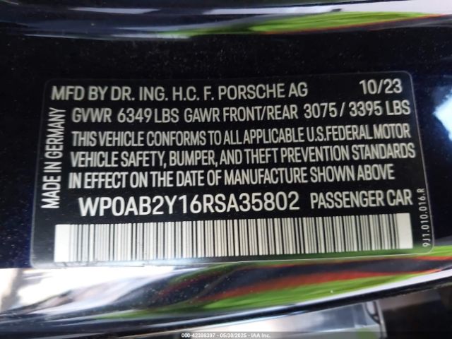 2024 PORSCHE TAYCAN WP0AB2Y16RSA35802 Photo 8