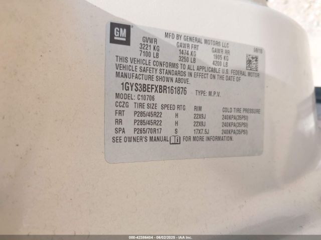 2011 CADILLAC ESCALADE 1GYS3BEFXBR161876 Photo 8