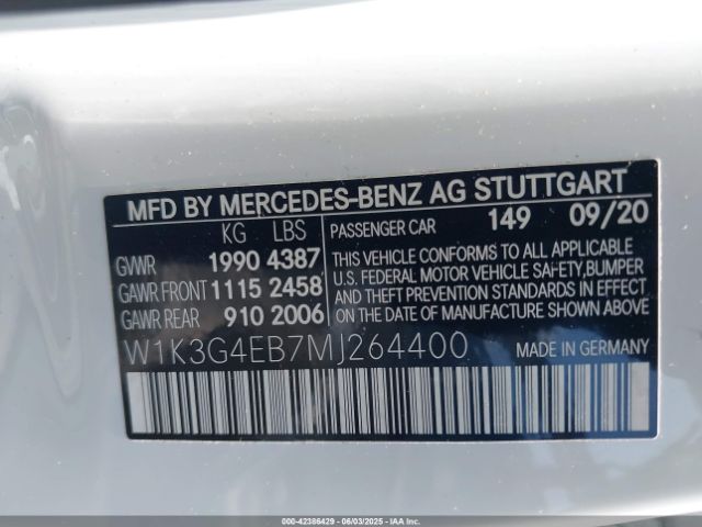 2021 MERCEDES-BENZ A 220 W1K3G4EB7MJ264400 Photo 8