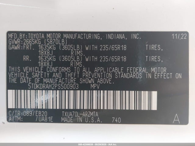 Toyota t24a-fts 2023 5TDKDRAH2PS500903 Image 9