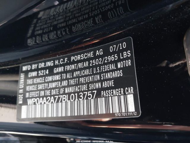 2011 PORSCHE PANAMERA WP0AA2A77BL013757 Photo 8