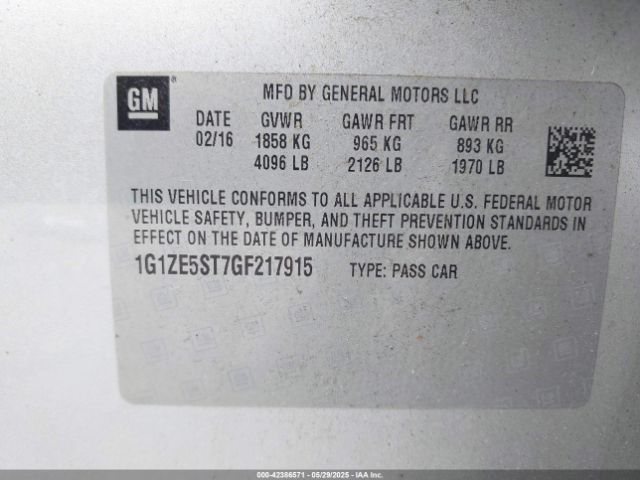 1G1ZE5ST7GF217915 Chevrolet MALIBU 1LT