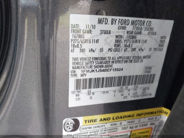 2011 FORD EXPEDITION EL 1FMJK1J54BEF15924 Photo 8