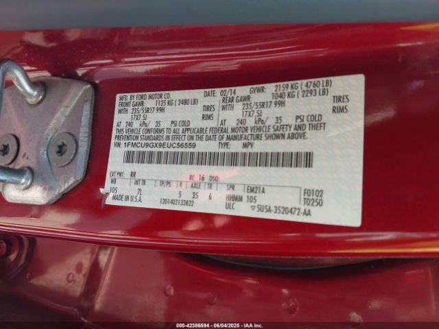 1FMCU9GX9EUC56559 Ford ESCAPE SE
