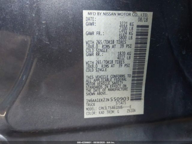 2018 NISSAN TITAN 1N6AA1EK2JN550903 Photo 8