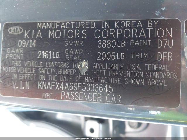 KIA dohc mpi nu 2015 KNAFX4A69F5333645 Image 9