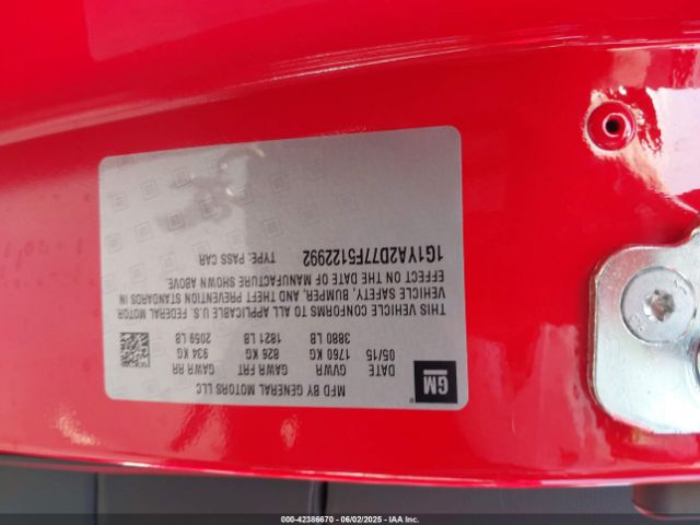 1G1YA2D77F5122992 Chevrolet CORVETTE STINGRAY