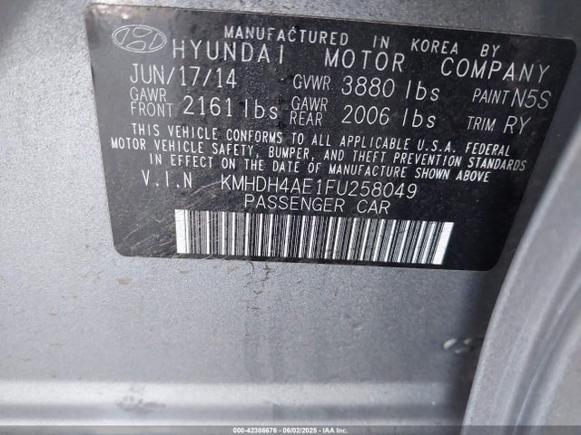 Hyundai dohc mpi nu 2015 KMHDH4AE1FU258049 Image 9