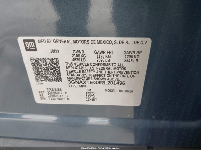 3GNAXTEG8RL201496 Chevrolet Equinox Awd 2fl