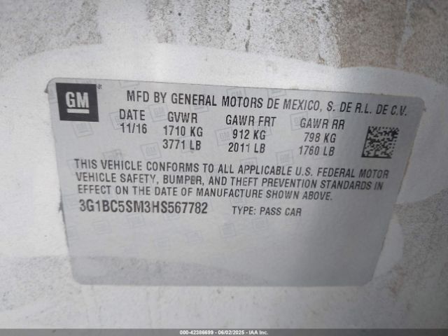 2017 CHEVROLET CRUZE 3G1BC5SM3HS567782 Photo 8