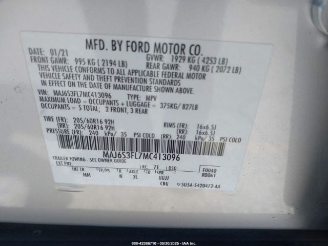 2021 FORD ECOSPORT MAJ6S3FL7MC413096 Photo 8