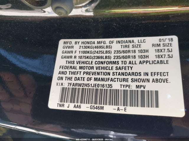 7FARW2H51JE016135 Honda l15be