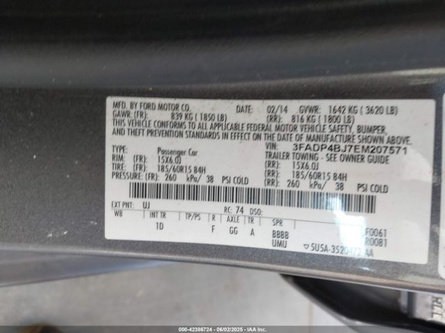 3FADP4BJ7EM207571 Ford FIESTA SE